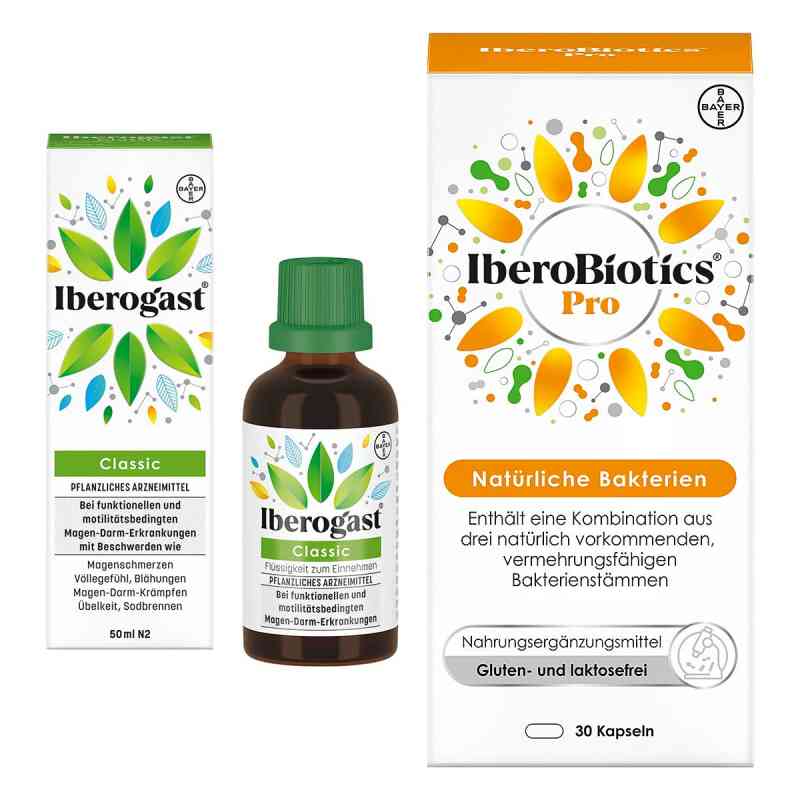 Iberogast Classic 50 ml + Iberobiotics Pro Kapseln 30 Stück 1 Pck von Bayer Vital GmbH PZN 08102789