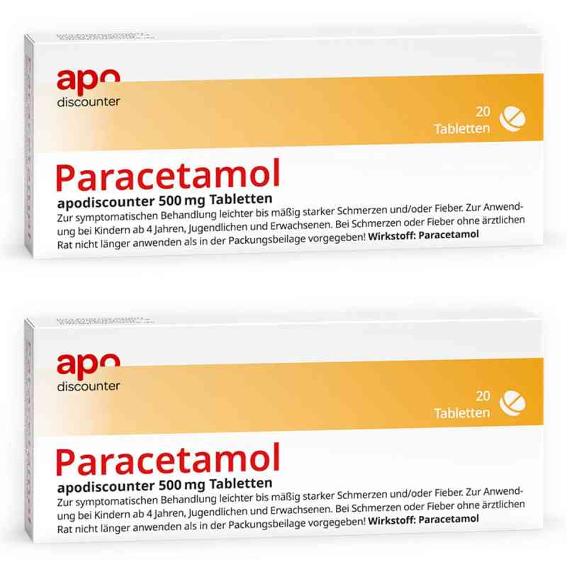 Paracetamol 500 mg Tabletten von apodiscounter 2x20 stk von Fairmed Healthcare GmbH PZN 08102762