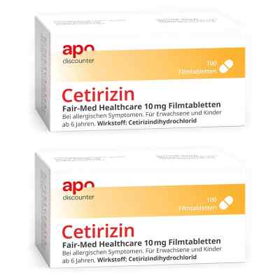 Cetirizin 10 mg Allergie Tabletten von apodiscounter 2x100 stk von Fairmed Healthcare GmbH PZN 08102817