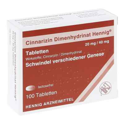 Cinnarizin Dimenhydrinat Hennig 20 mg/40 mg Tabletten 100 stk von Hennig Arzneimittel GmbH & Co. KG PZN 11083213