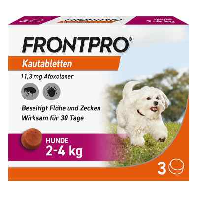 Frontpro Kautabletten gegen Zecken und Flöhe für Hunde 2-4 kg 3 stk von Boehringer Ingelheim VETMEDICA GmbH PZN 18654274