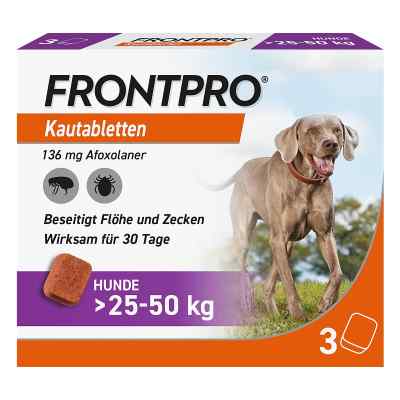 Frontpro Kautabletten gegen Zecken und Flöhe für Hunde >25-50 kg 3 stk von Boehringer Ingelheim VETMEDICA GmbH PZN 18654305