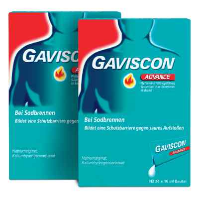 Gaviscon Advance Pfefferminz 1000mg/200mg Dosierbeutel 2x24X10 ml von Reckitt Benckiser Deutschland GmbH PZN 08100165