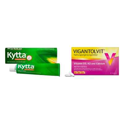 Kytta Schmerzsalbe 150 g + Vigantolvit Vitamin D3 K2 Calcium 60  1 stk von WICK Pharma - Zweigniederlassung der Procter & Gam PZN 08102450