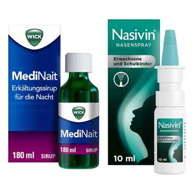 Nasivin Nasenspray 10 ml + Wick MediNait Erkältungssirup für die 1 stk von WICK Pharma - Zweigniederlassung der Procter & Gam PZN 08102441
