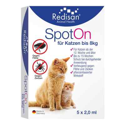 Redisan Spot On für Katzen-gegen Zecken und Flöhe 5X2 ml von Evolsin medical UG (haftungsbeschränkt) PZN 18120986